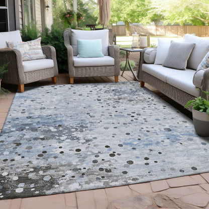 8' X 10' Sky Blue And Gray Abstract Washable Indoor Outdoor Area Rug-4