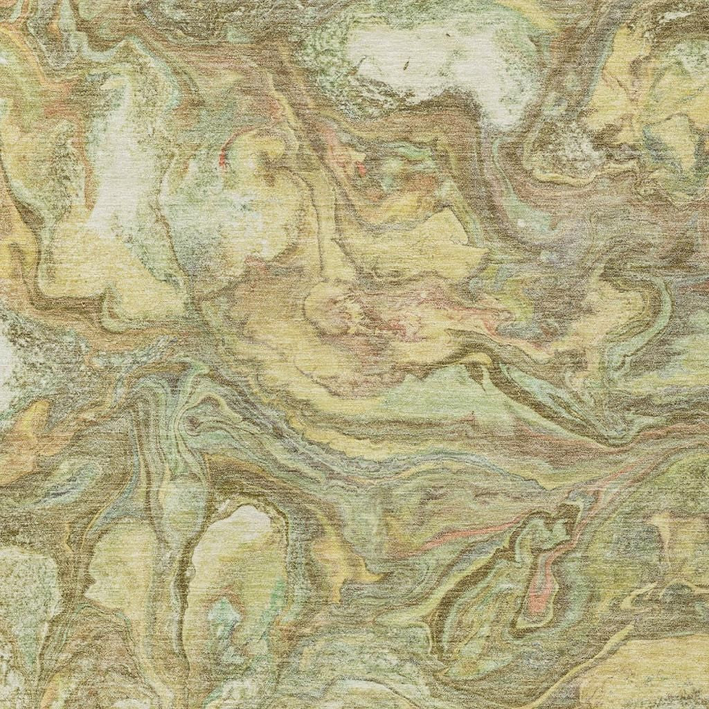 5' X 8' Gold And Taupe Abstract Washable Indoor Outdoor Area Rug-4