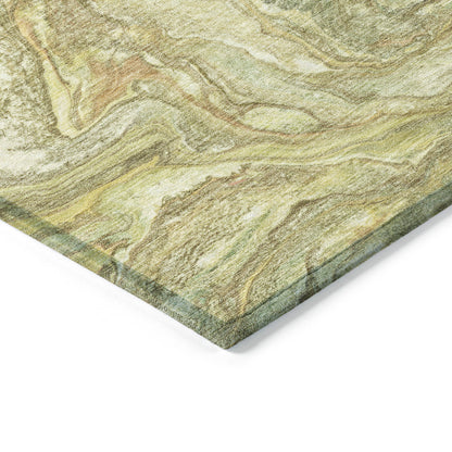 5' X 8' Gold And Taupe Abstract Washable Indoor Outdoor Area Rug-3