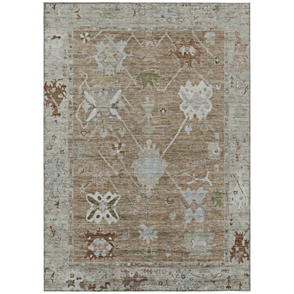 3' X 5' Brown And Gray Tribal Washable Indoor Outdoor Area Rug-0