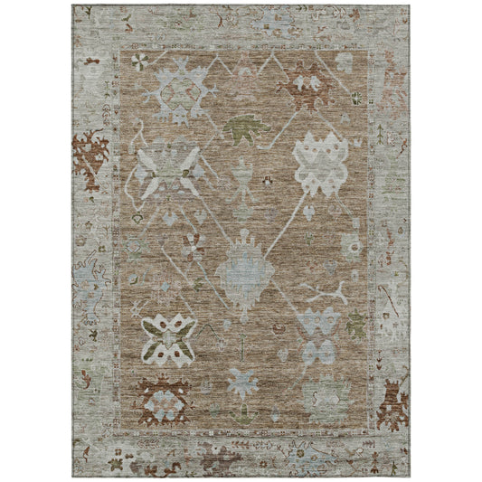 3' X 5' Brown And Gray Tribal Washable Indoor Outdoor Area Rug-0