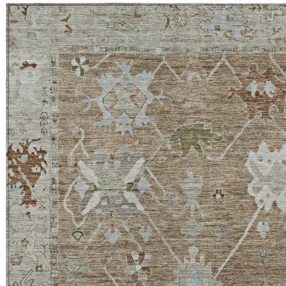 3' X 5' Brown And Gray Tribal Washable Indoor Outdoor Area Rug-4