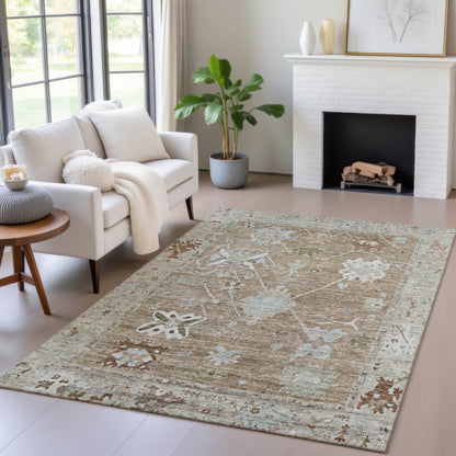 3' X 5' Brown And Gray Tribal Washable Indoor Outdoor Area Rug-7