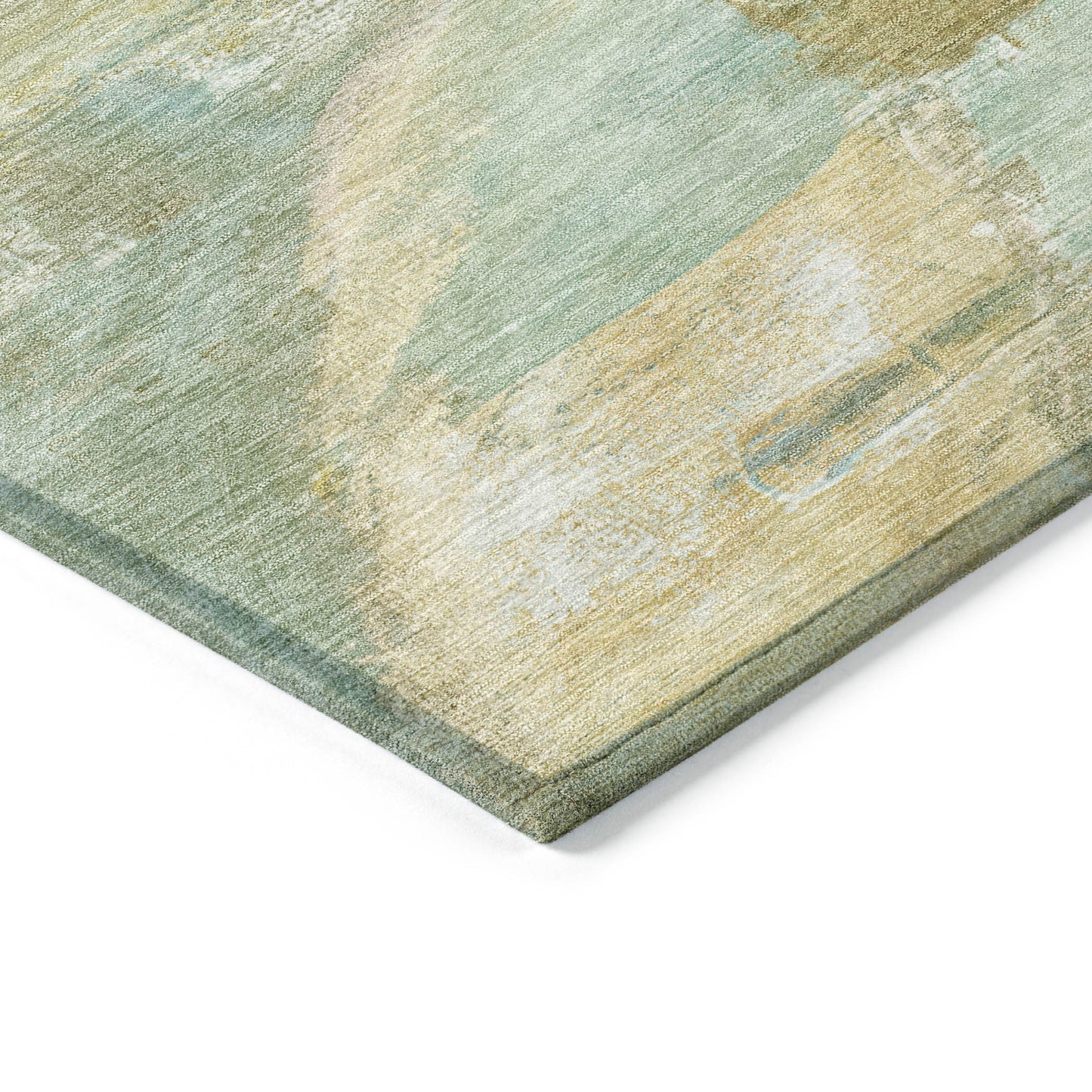 3' X 5' Beige Sky Blue And Ivory Abstract Washable Indoor Outdoor Area Rug-5