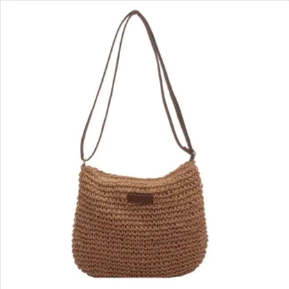 Women's Straw Bucket Crossbody Bag