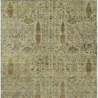 3' X 5' Wheat And Fern Green Floral Washable Indoor Outdoor Area Rug-3