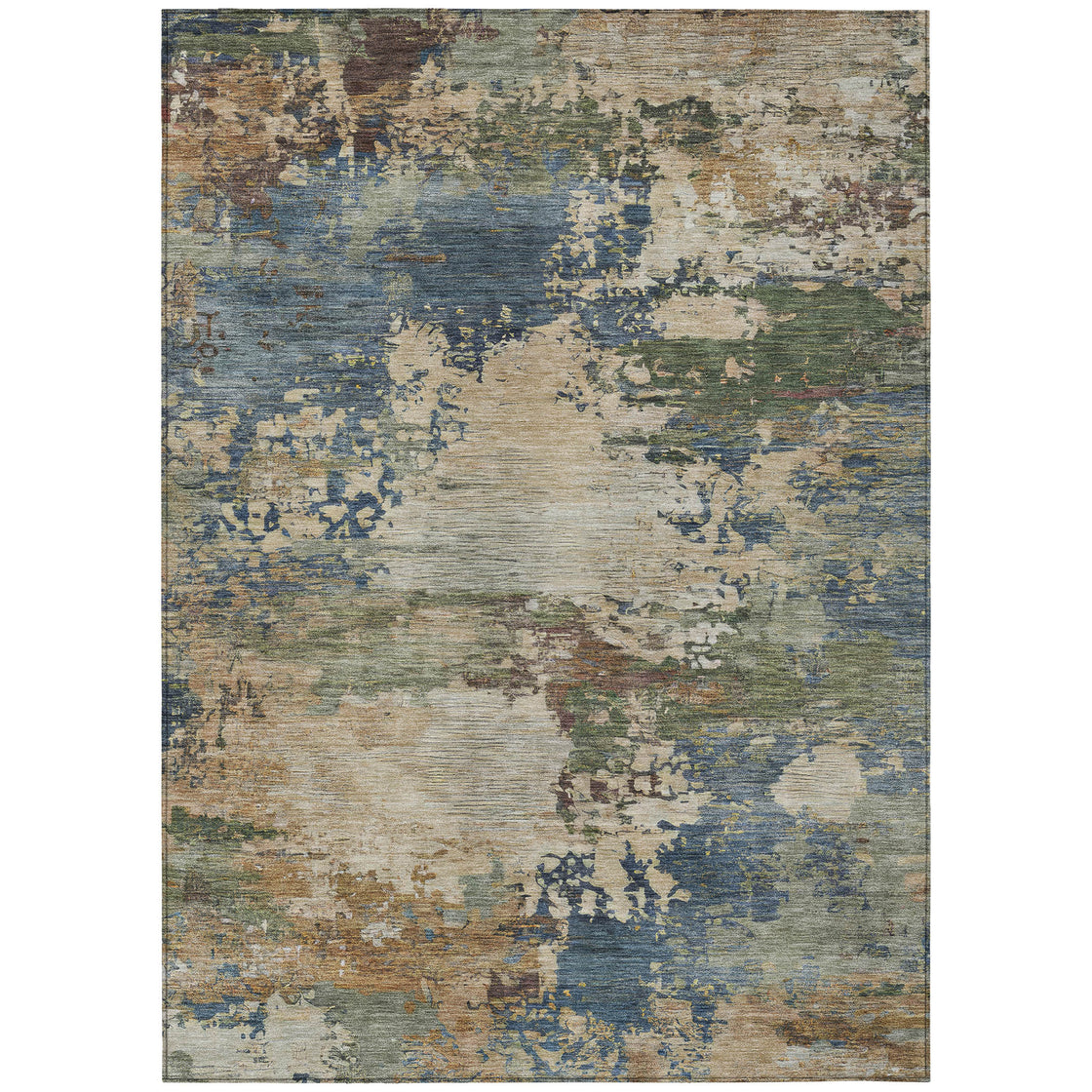 8' X 10' Blue Green And Beige Abstract Washable Indoor Outdoor Area Rug-7
