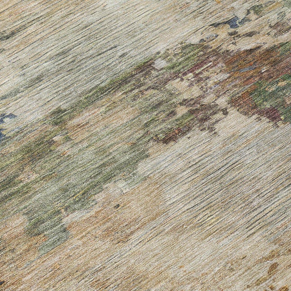 8' X 10' Blue Green And Beige Abstract Washable Indoor Outdoor Area Rug-5