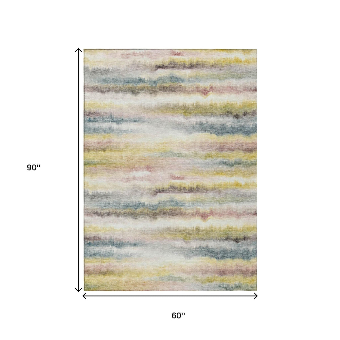 5' X 8' Gold Gray And Ivory Striped Washable Indoor Outdoor Area Rug-6
