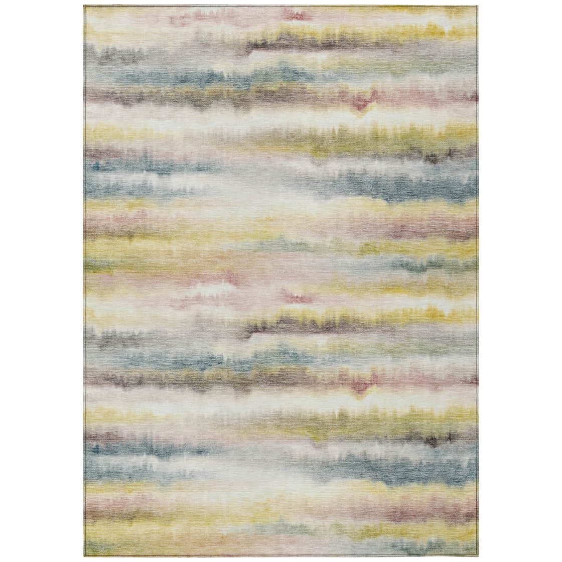 5' X 8' Gold Gray And Ivory Striped Washable Indoor Outdoor Area Rug-7
