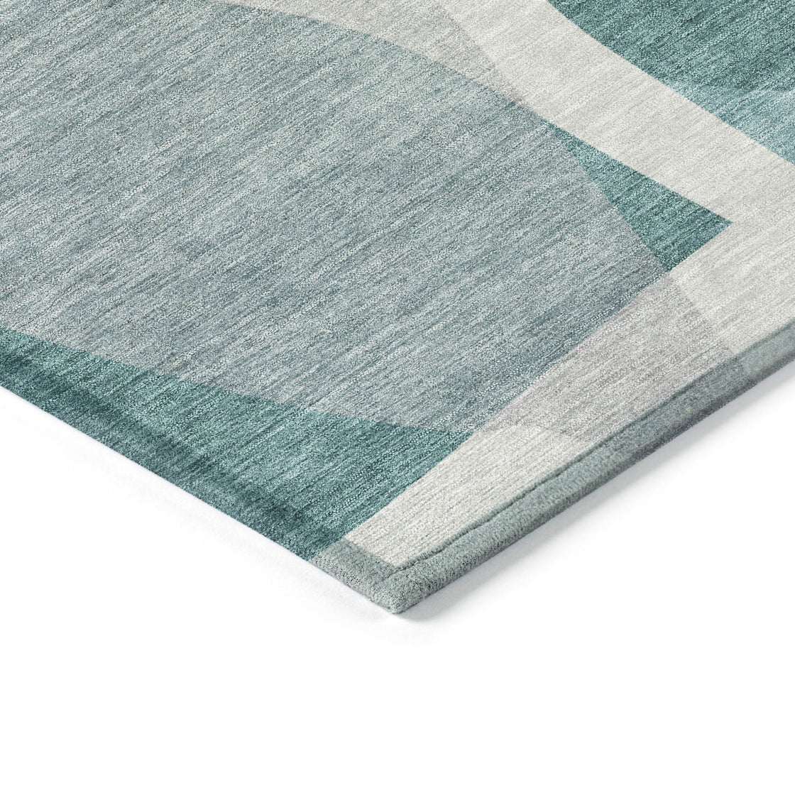 8' Teal Blue And Gray Round Abstract Washable Indoor Outdoor Area Rug-4