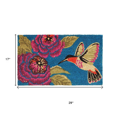 17" X 29" Blue Pink And Green Hummingbird Outdoor Coir Door Mat-6