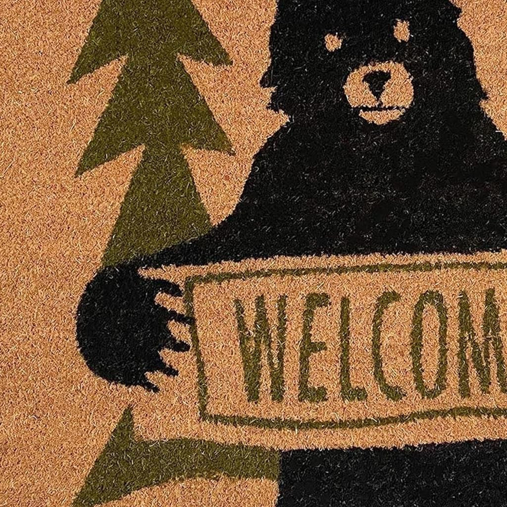 24" X 36" Natural And Black Coir Bear Outdoor Door Mat-6