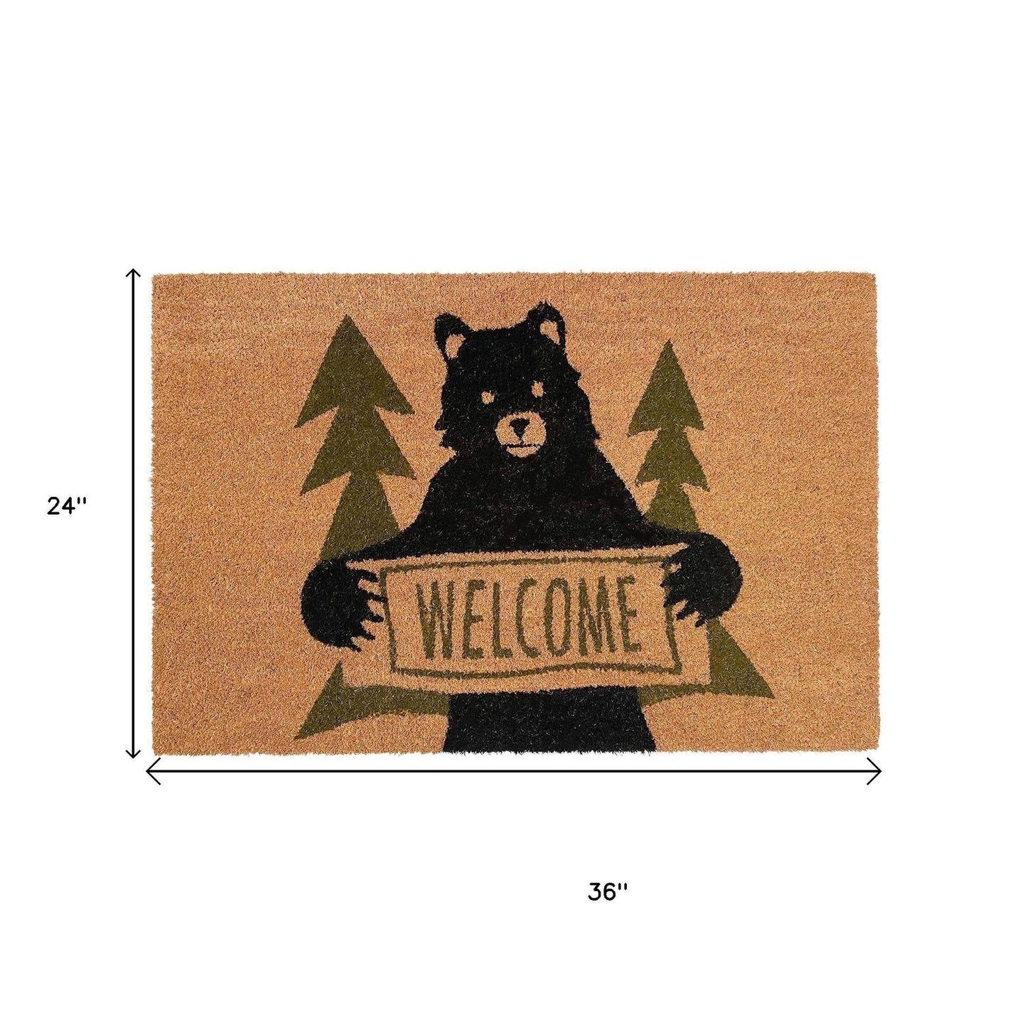 24" X 36" Natural And Black Coir Bear Outdoor Door Mat-7