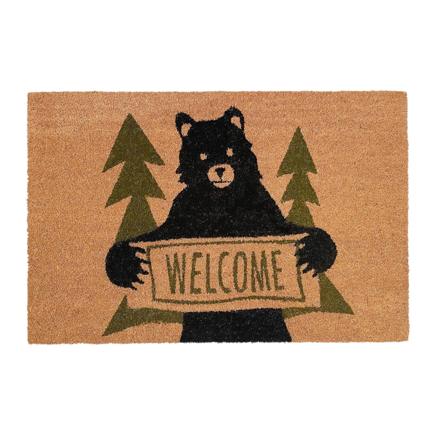 24" X 36" Natural And Black Coir Bear Outdoor Door Mat-2