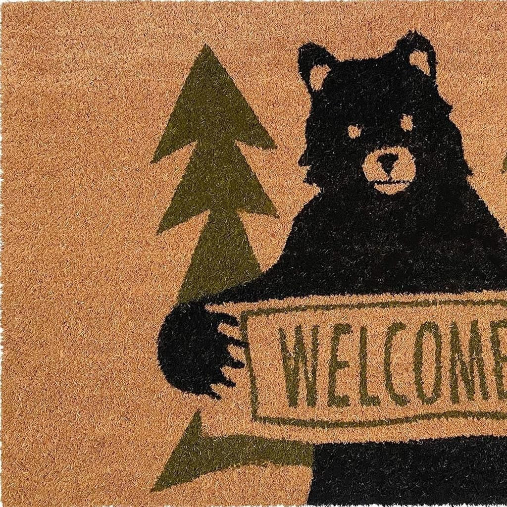 24" X 36" Natural And Black Coir Bear Outdoor Door Mat-4