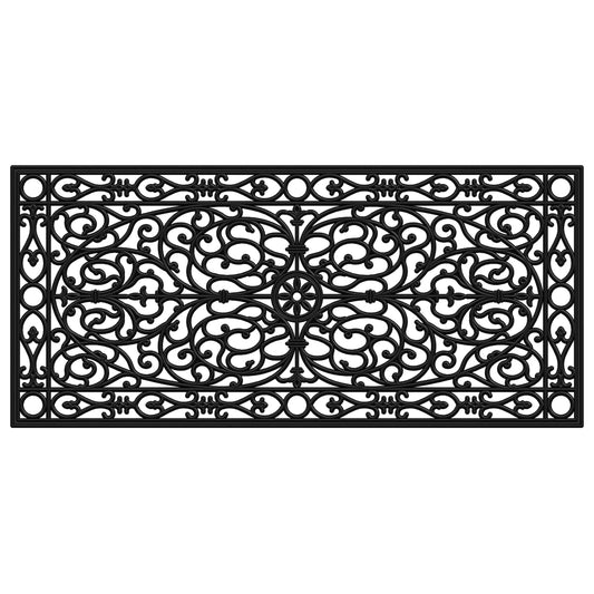 22" X 48" Black Scrollwork Outdoor Rubber Door Mat-0