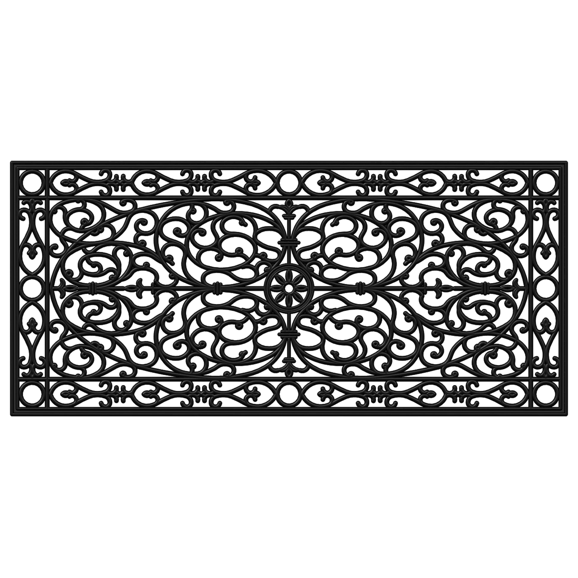 22" X 48" Black Scrollwork Outdoor Rubber Door Mat-4