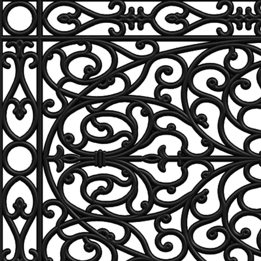 22" X 48" Black Scrollwork Outdoor Rubber Door Mat-6