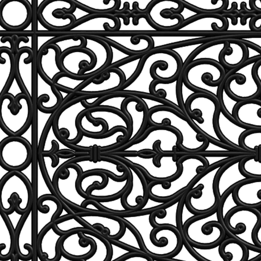 22" X 48" Black Scrollwork Outdoor Rubber Door Mat-5