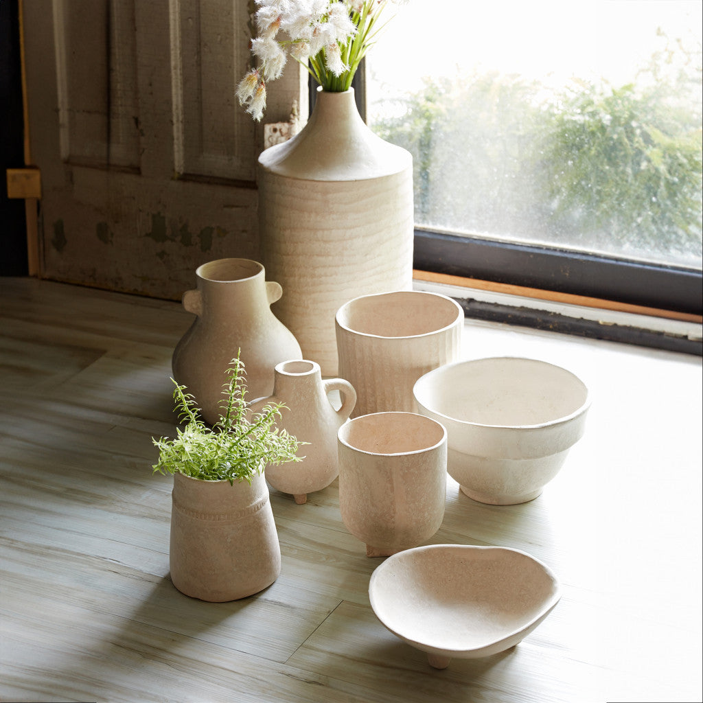 10" Beige Round Resin Urn-6