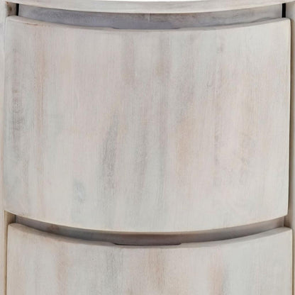 24" White Solid Wood Round Drum End Table With Two Drawers-6