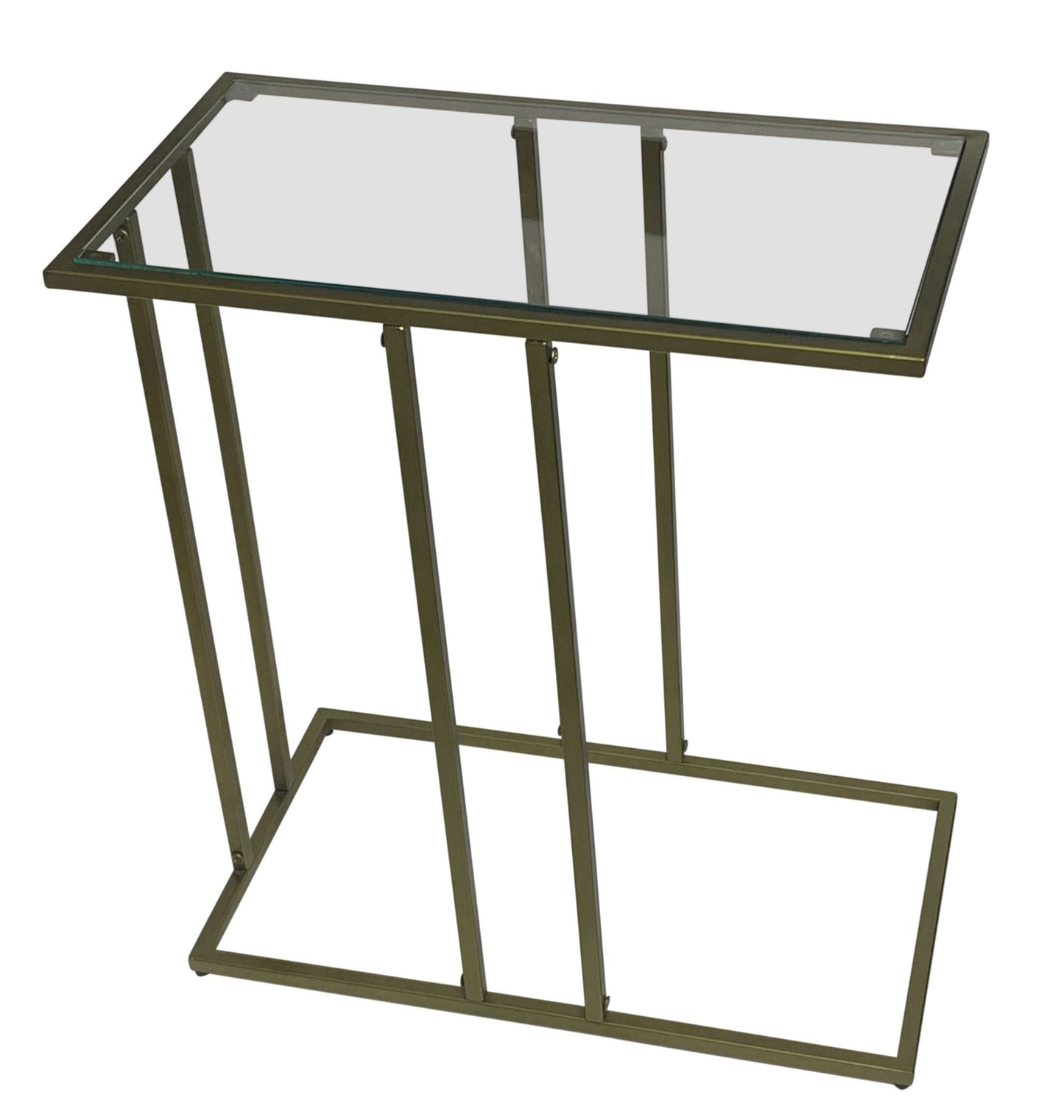 26" Clear and Antiqued Gold Glass and Iron Frame End Table-1