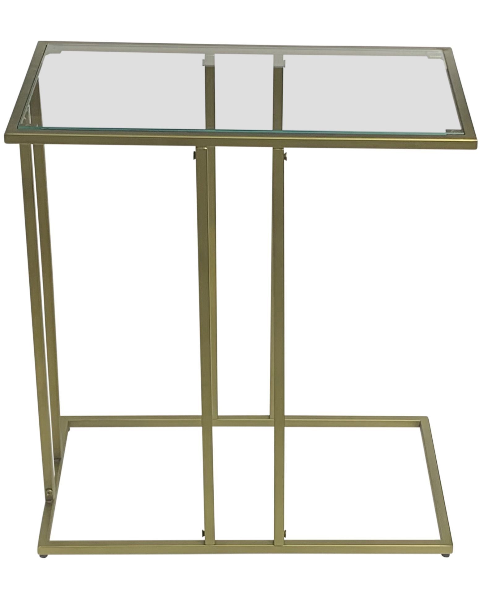 26" Clear and Antiqued Gold Glass and Iron Frame End Table-2