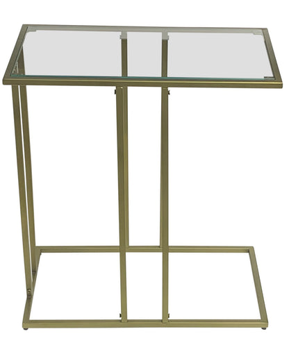 26" Clear and Antiqued Gold Glass and Iron Frame End Table-2