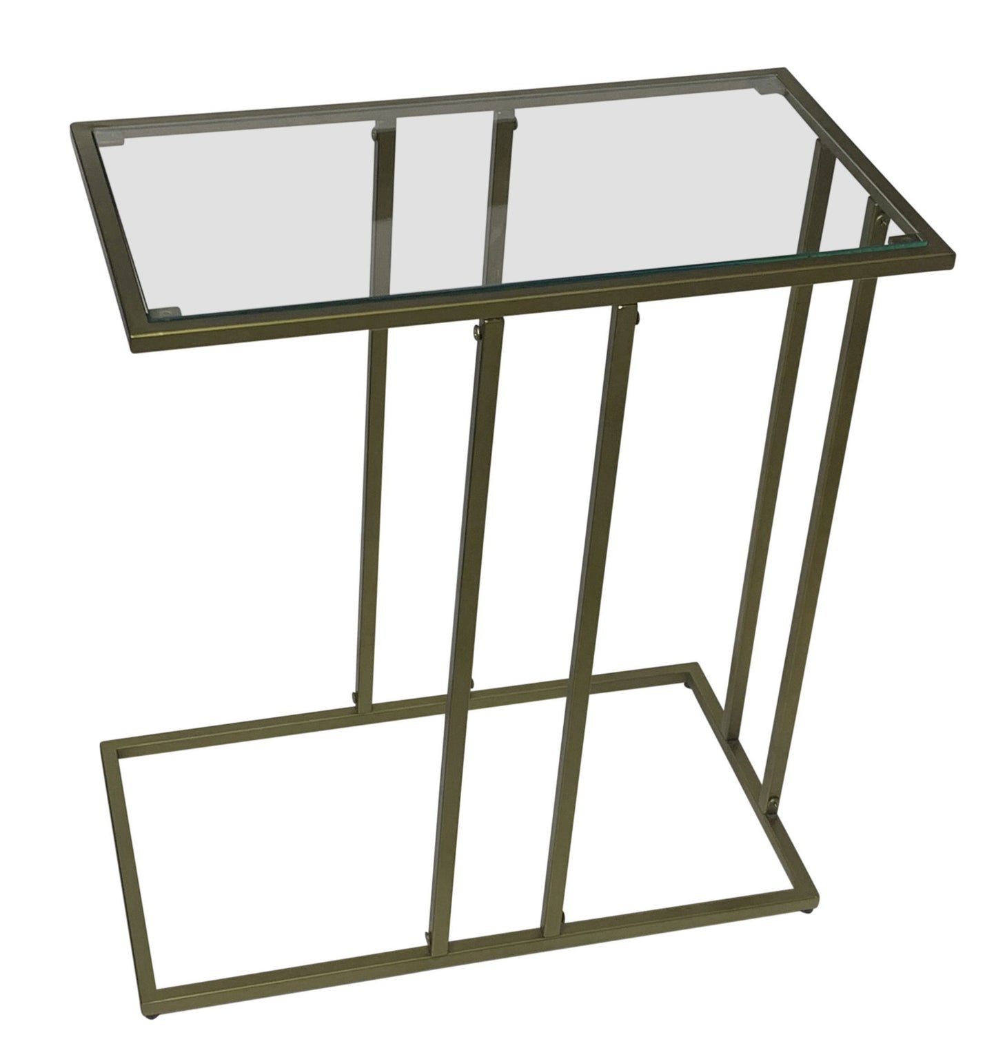 26" Clear and Antiqued Gold Glass and Iron Frame End Table-4