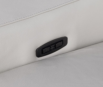 129" Light Gray Italian Leather Reclining USB Sofa-8
