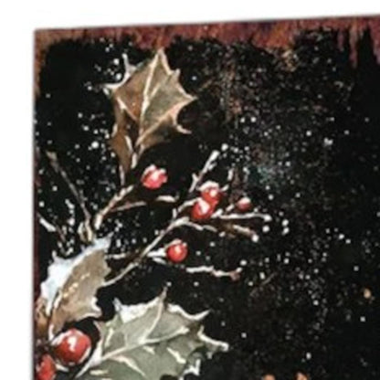 42" Black Red And Green Christmas Chickadee Solid Wood Birds Garden Stake-3