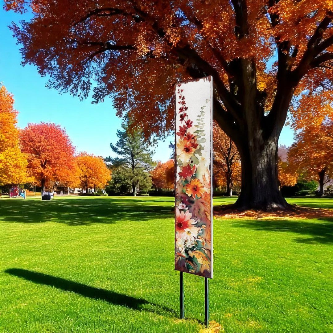 42" White Orange And Brown Solid Wood Garden Stake-1