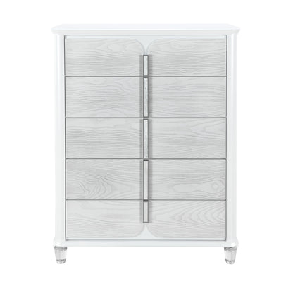 38" Gray And White Wood Five Drawer Dresser-1