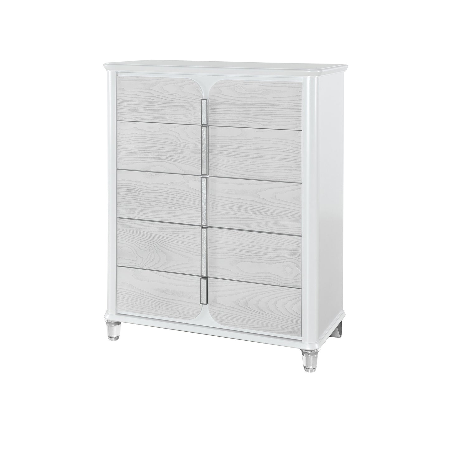 38" Gray And White Wood Five Drawer Dresser-3