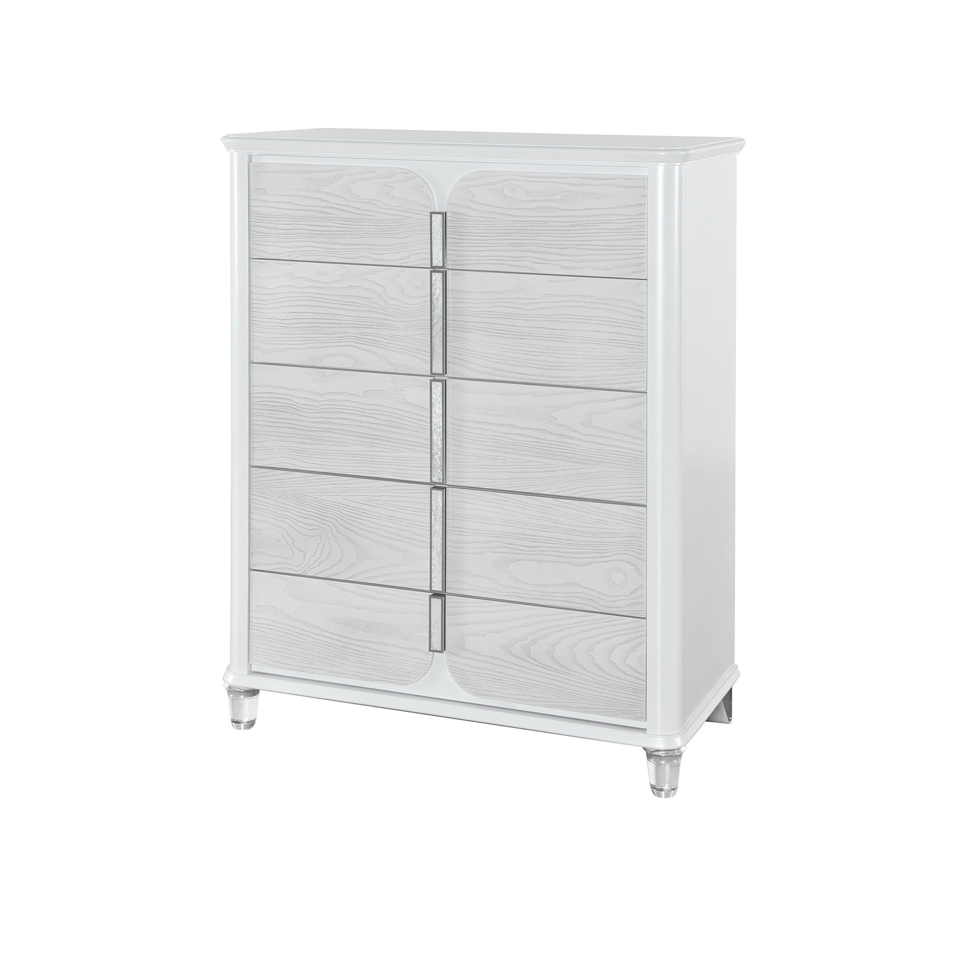 38" Gray And White Wood Five Drawer Dresser-3