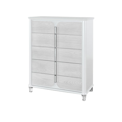 38" Gray And White Wood Five Drawer Dresser-3