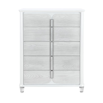 38" Gray And White Wood Five Drawer Dresser-7