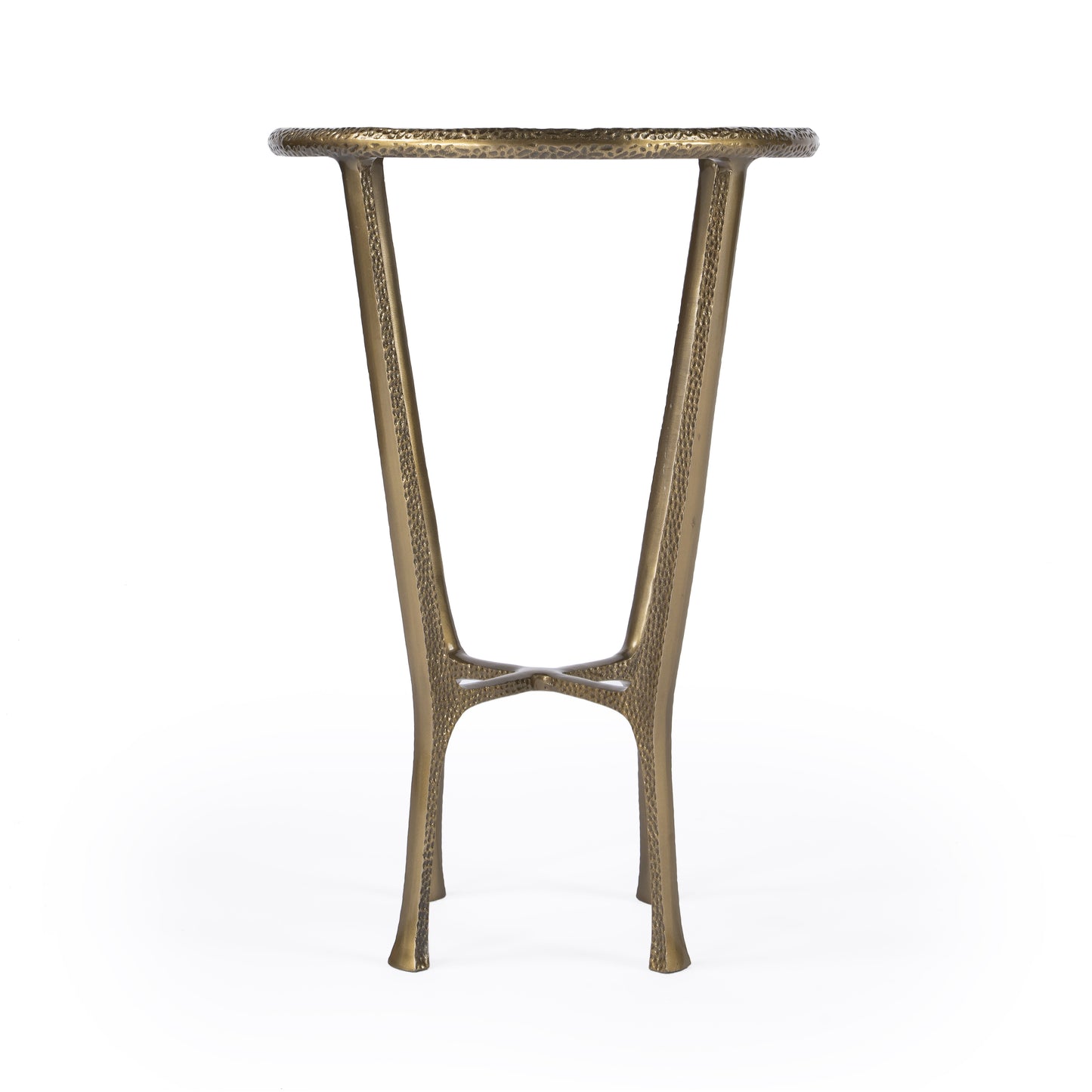 23" White and Gold Distressed Marble and Aluminum Round End Table-4