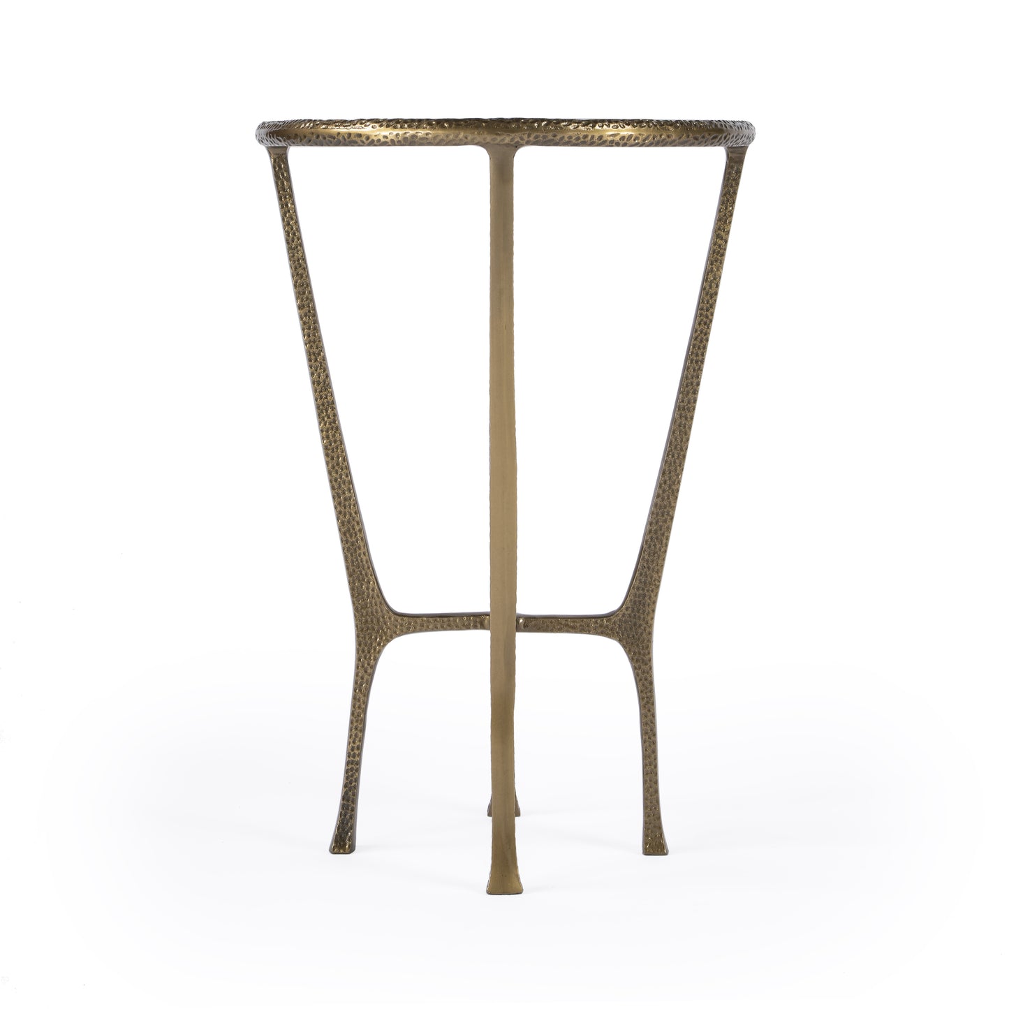 23" White and Gold Distressed Marble and Aluminum Round End Table-5
