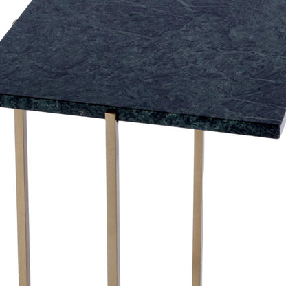 21" Green and Gold Marble and Iron Square End Table-6