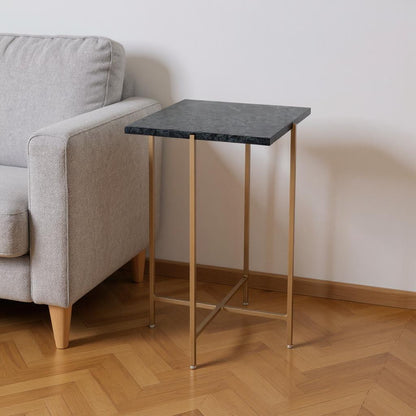 21" Green and Gold Marble and Iron Square End Table-1