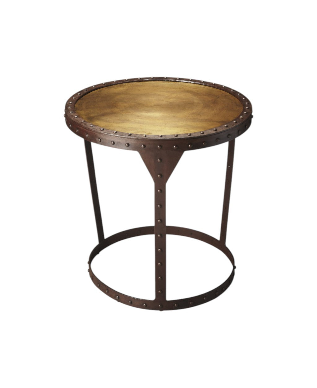 24" Copper and Bronze Metal Round Pedestal End Table-1