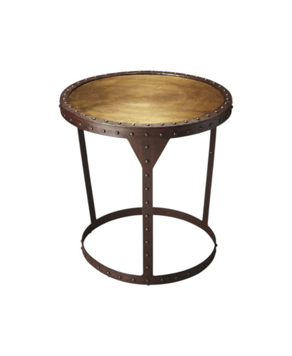 24" Copper and Bronze Metal Round Pedestal End Table-1