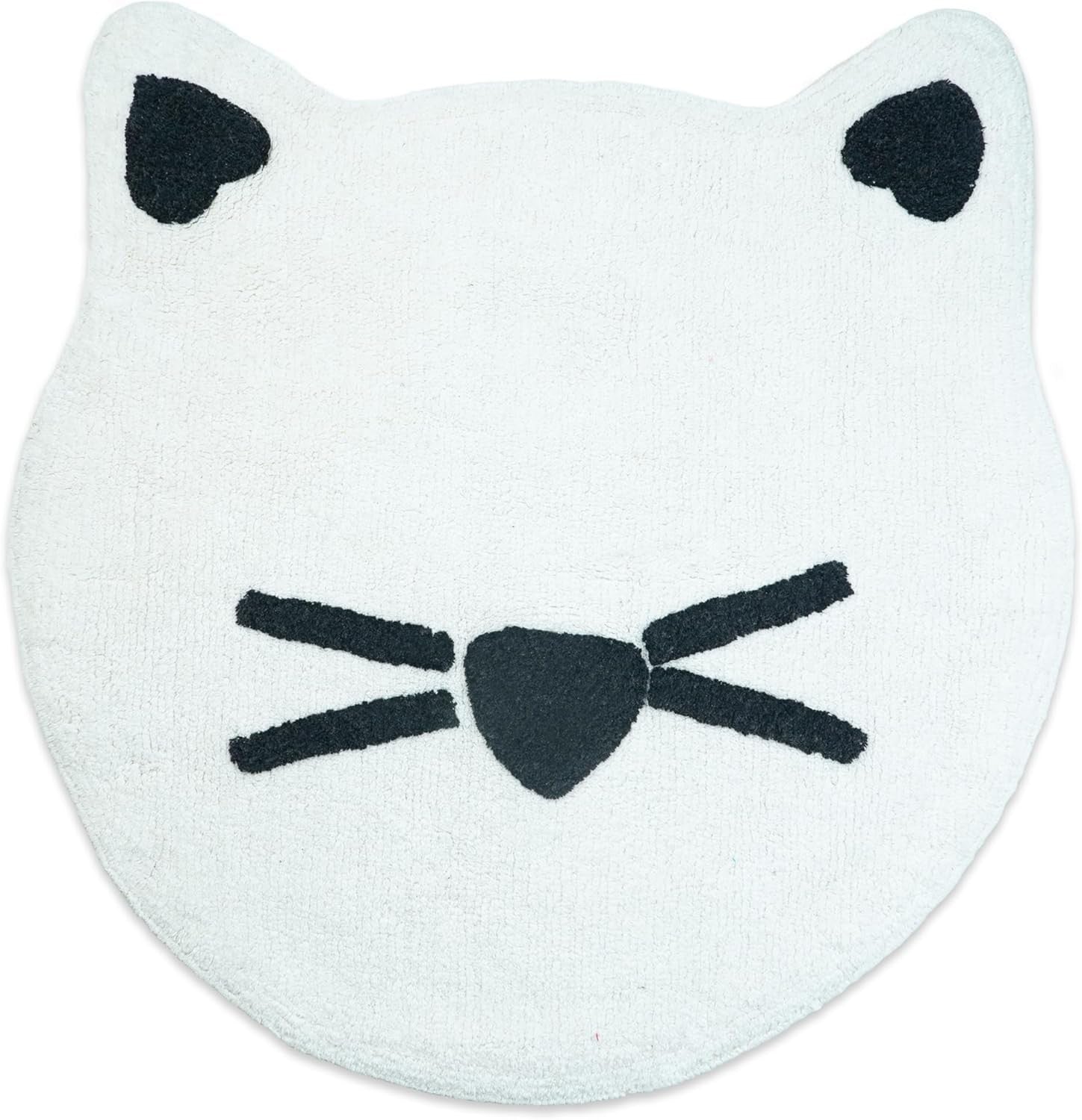 32" Black And White Cotton Cat Shaped Youthful Bath Rug-0