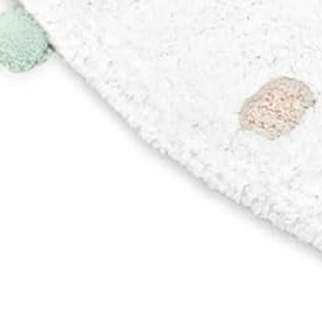 32" Green Purple And White Cotton Round Polka Dots Bath Rug-3