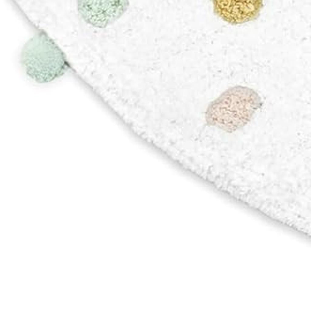 32" Green Purple And White Cotton Round Polka Dots Bath Rug-4