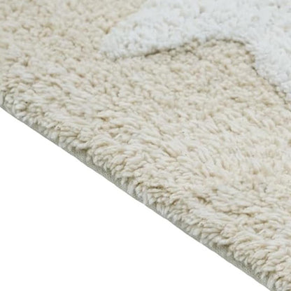 32" White And Beige Cotton Clouds and Stars Youthful Bath Rug-3