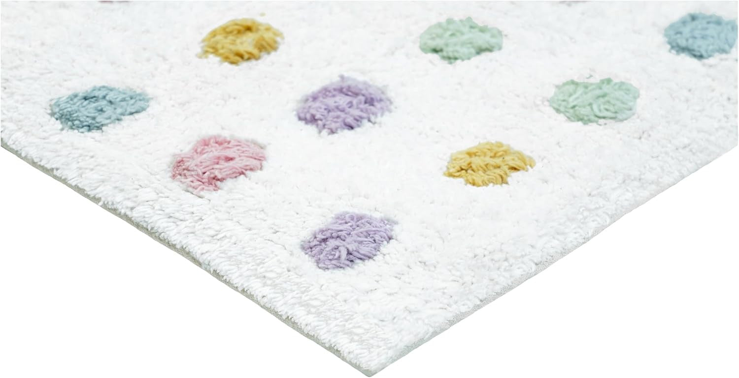 32" White Purple And Pink Cotton Polka Dots Bath Rug-2
