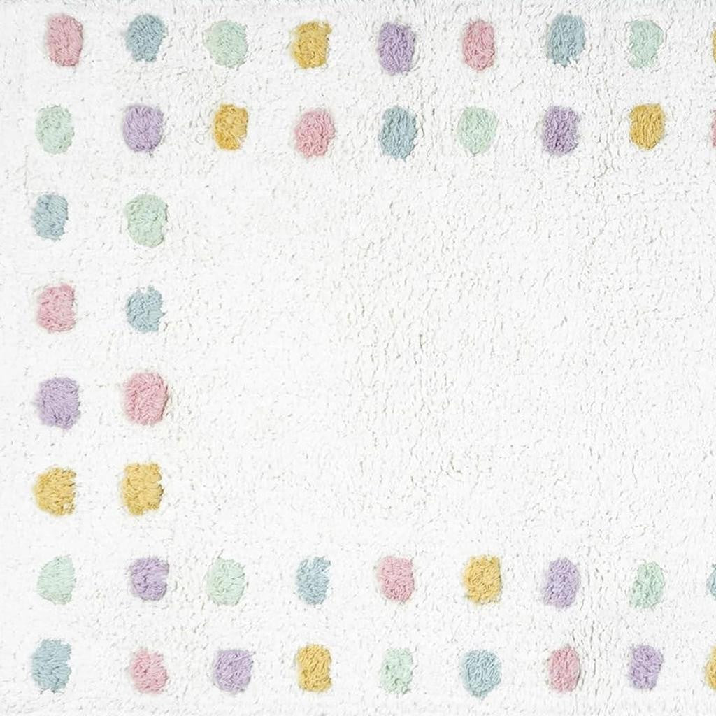 32" White Purple And Pink Cotton Polka Dots Bath Rug-3